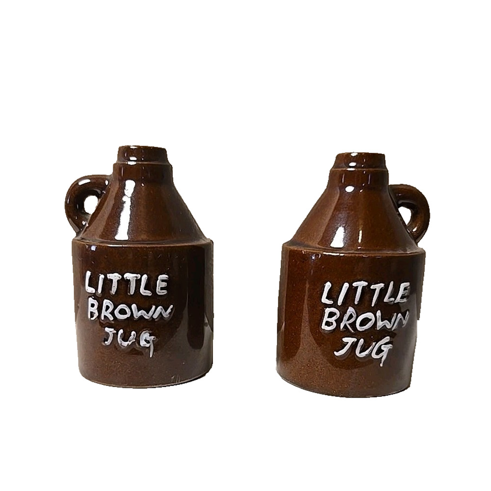 Little Brown Jug Salt and Pepper Shakers Set Vintage Japan Fairway 1960's